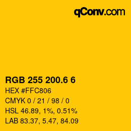 カラーコード: RGB 255 200.6 6 | qconv.com