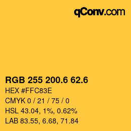 カラーコード: RGB 255 200.6 62.6 | qconv.com