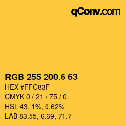 カラーコード: RGB 255 200.6 63 | qconv.com