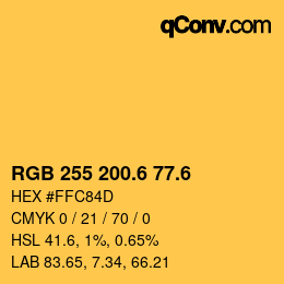 カラーコード: RGB 255 200.6 77.6 | qconv.com