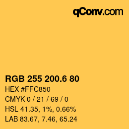 カラーコード: RGB 255 200.6 80 | qconv.com