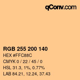 颜色代码: RGB 255 200 140 | qconv.com