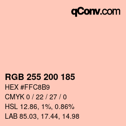 颜色代码: RGB 255 200 185 | qconv.com