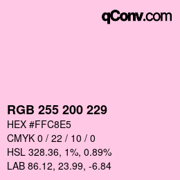 カラーコード: RGB 255 200 229 | qconv.com