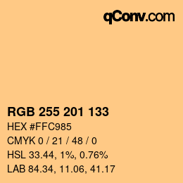 Color code: RGB 255 201 133 | qconv.com