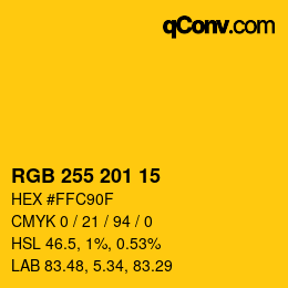 Color code: RGB 255 201 15 | qconv.com