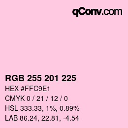 Color code: RGB 255 201 225 | qconv.com