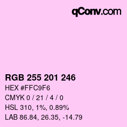 Color code: RGB 255 201 246 | qconv.com