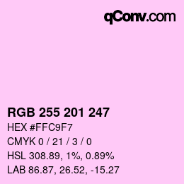 Color code: RGB 255 201 247 | qconv.com