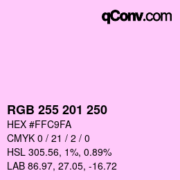 Color code: RGB 255 201 250 | qconv.com