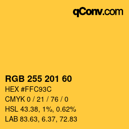 カラーコード: RGB 255 201 60 | qconv.com