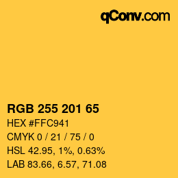 カラーコード: RGB 255 201 65 | qconv.com