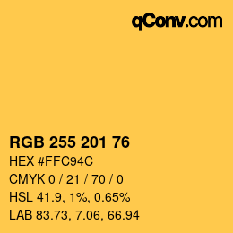 Color code: RGB 255 201 76 | qconv.com