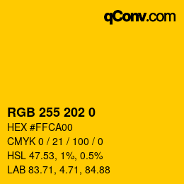 Farbcode: RGB 255 202 0 | qconv.com