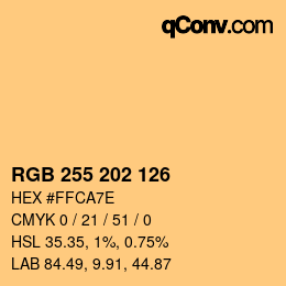 Code couleur: RGB 255 202 126 | qconv.com
