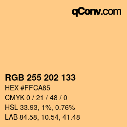 颜色代码: RGB 255 202 133 | qconv.com