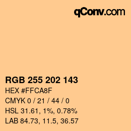 颜色代码: RGB 255 202 143 | qconv.com