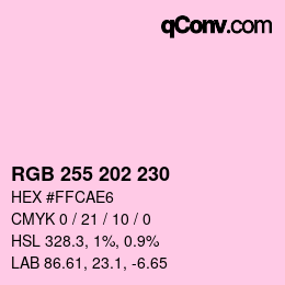 Farbcode: RGB 255 202 230 | qconv.com