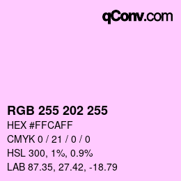 Color code: RGB 255 202 255 | qconv.com