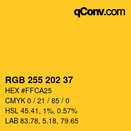 Color code: RGB 255 202 37 | qconv.com