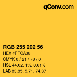 Código de color: RGB 255 202 56 | qconv.com