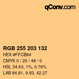 Color code: RGB 255 203 132 | qconv.com