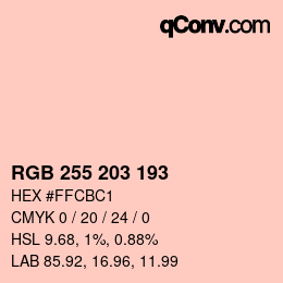 Color code: RGB 255 203 193 | qconv.com