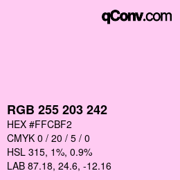 Color code: RGB 255 203 242 | qconv.com