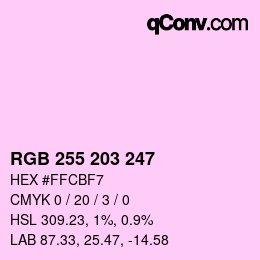 Color code: RGB 255 203 247 | qconv.com