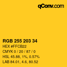 カラーコード: RGB 255 203 34 | qconv.com