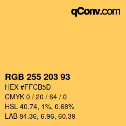 Código de color: RGB 255 203 93 | qconv.com