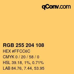カラーコード: RGB 255 204 108 | qconv.com