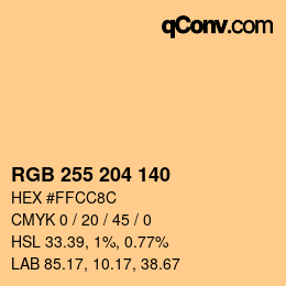 Código de color: RGB 255 204 140 | qconv.com