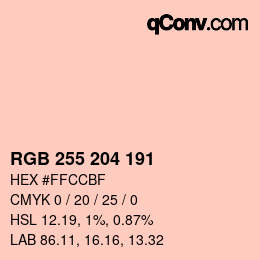 颜色代码: RGB 255 204 191 | qconv.com