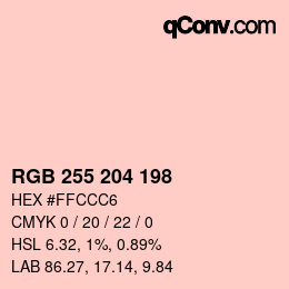 Color code: RGB 255 204 198 | qconv.com