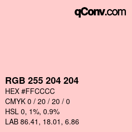 カラーコード: RGB 255 204 204 | qconv.com