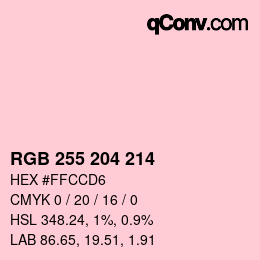 Color code: RGB 255 204 214 | qconv.com