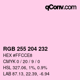 Color code: RGB 255 204 232 | qconv.com