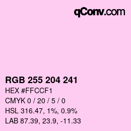 Color code: RGB 255 204 241 | qconv.com