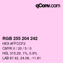 カラーコード: RGB 255 204 242 | qconv.com