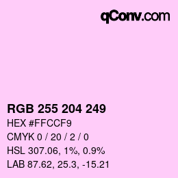 カラーコード: RGB 255 204 249 | qconv.com