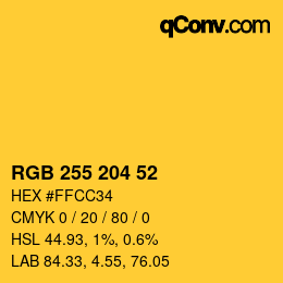 Color code: RGB 255 204 52 | qconv.com