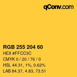 カラーコード: RGB 255 204 60 | qconv.com