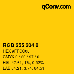 カラーコード: RGB 255 204 8 | qconv.com