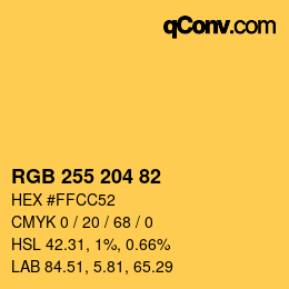 Color code: RGB 255 204 82 | qconv.com