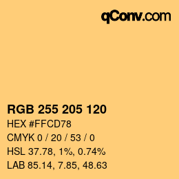 Código de color: RGB 255 205 120 | qconv.com