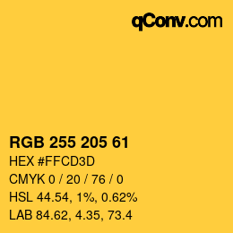 カラーコード: RGB 255 205 61 | qconv.com