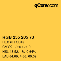 Farbcode: RGB 255 205 73 | qconv.com