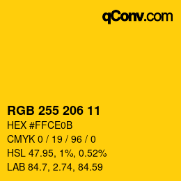 Color code: RGB 255 206 11 | qconv.com