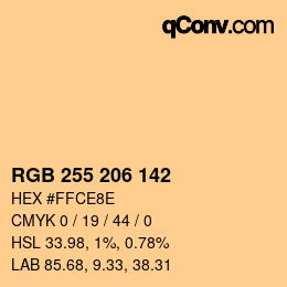 Color code: RGB 255 206 142 | qconv.com